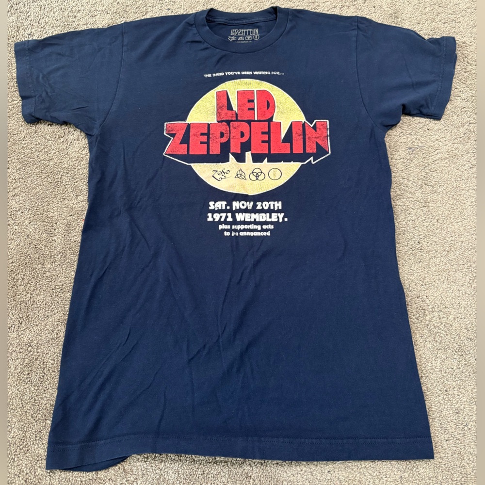 Led Zeppelin Navy Graphic T-Shirt 1971 Wembly Men’s Size M Worn